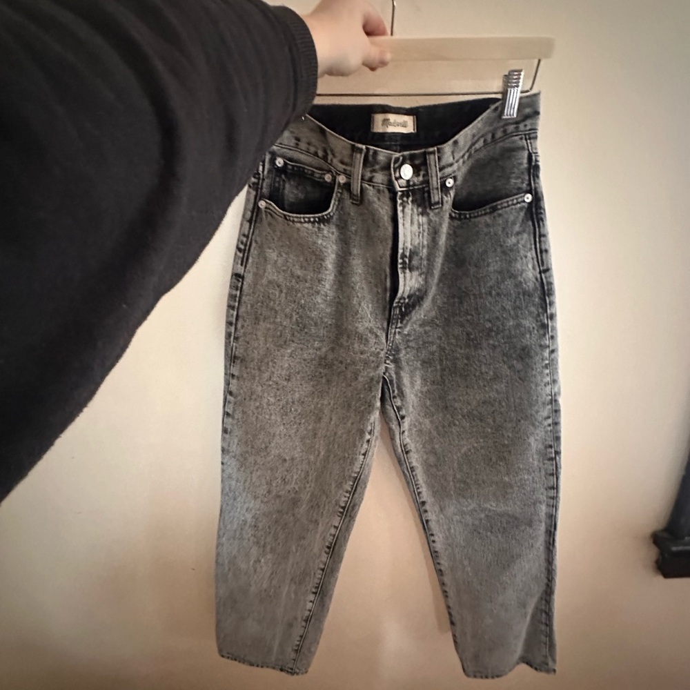 Madewell straight leg distressed grey denim